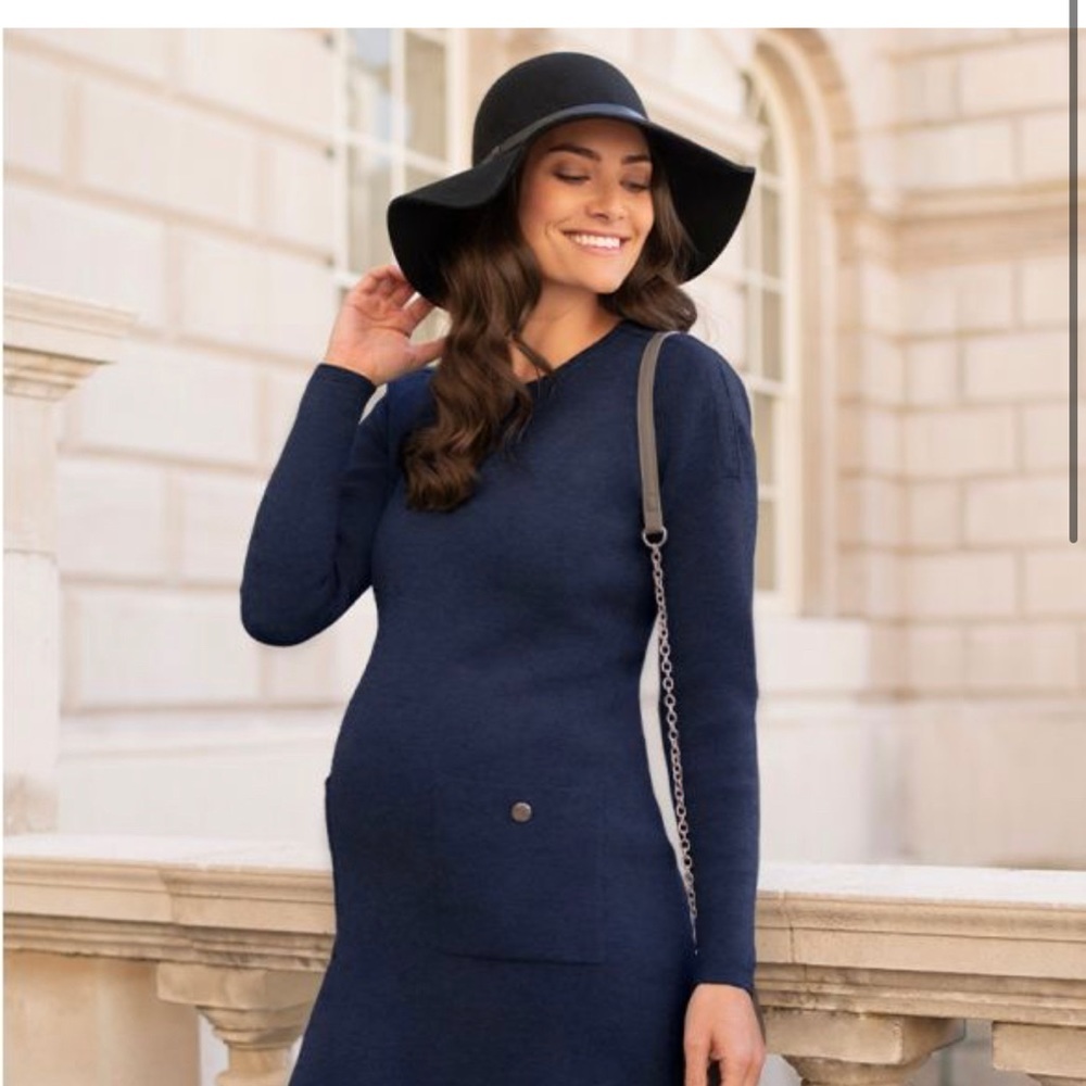 Seraphine navy knit maternity and nursing dress, like new